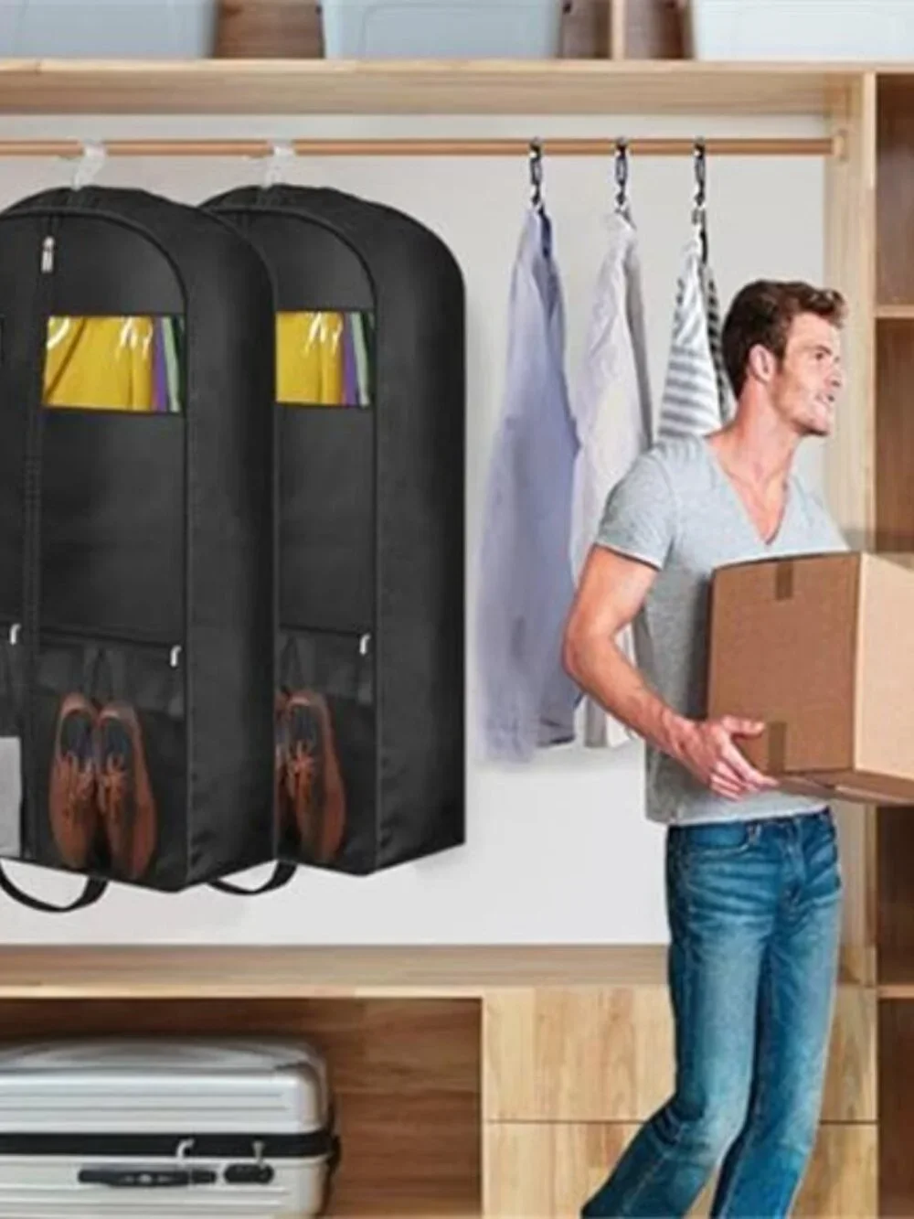 Garment Bag Suit Travel Bag Zipper Storage Cover Long Coat Dress Organizer